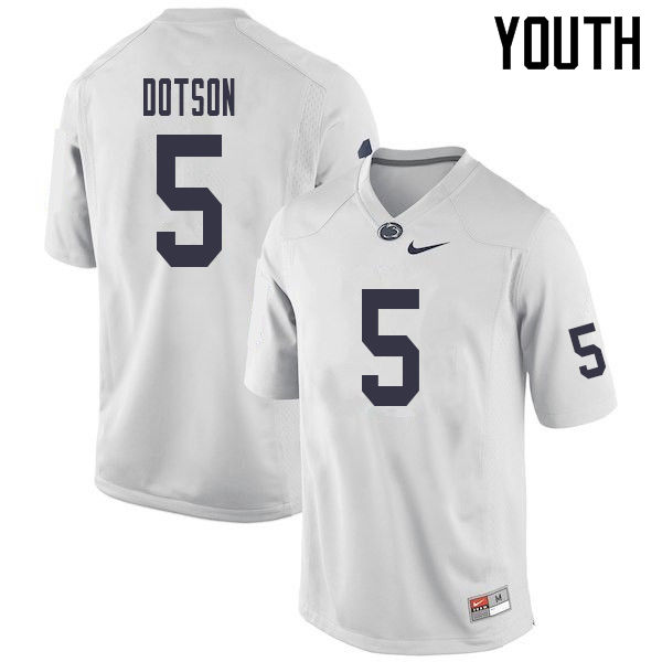Youth #5 Jahan Dotson Penn State Nittany Lions College Football Jerseys Sale-White - Click Image to Close